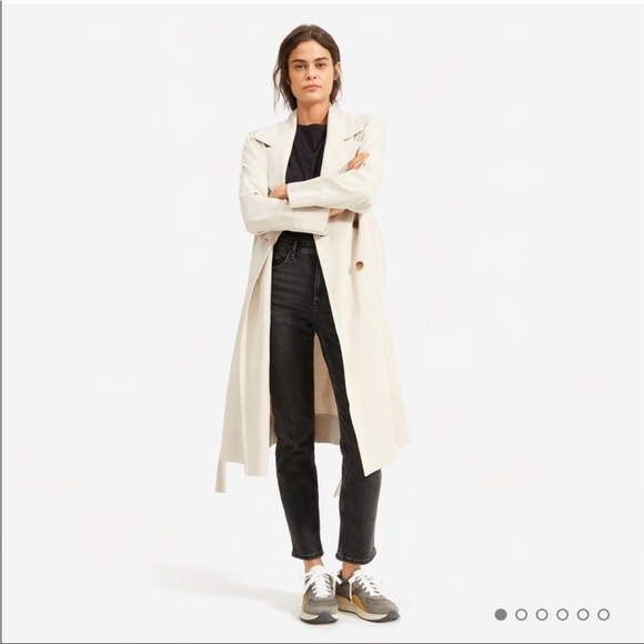 EVERLANE The Gathered Drape Trench Long in Sandstone Light Tan Size Large NEW